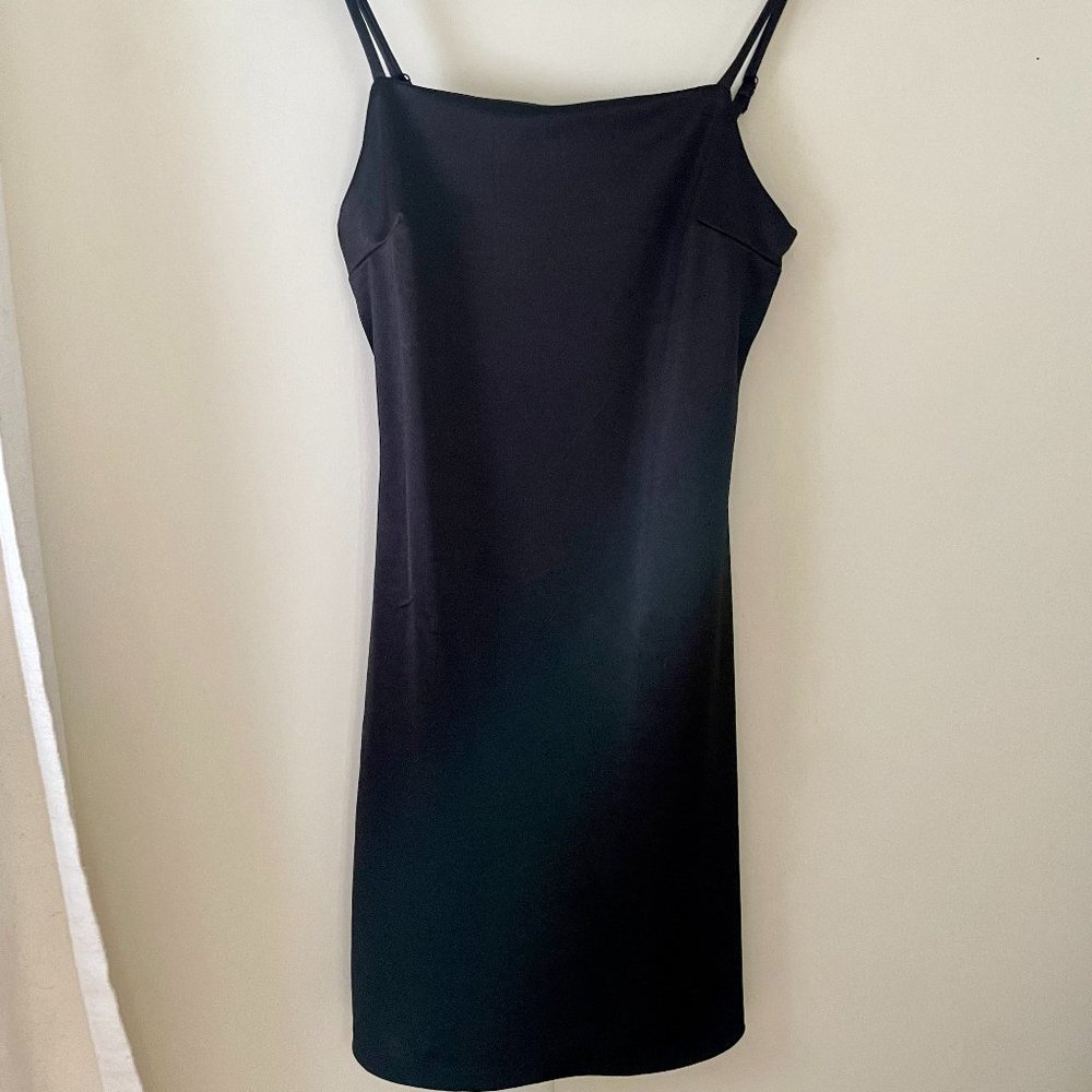 Black Satin Mini Dress - Little Black Dress - LBD